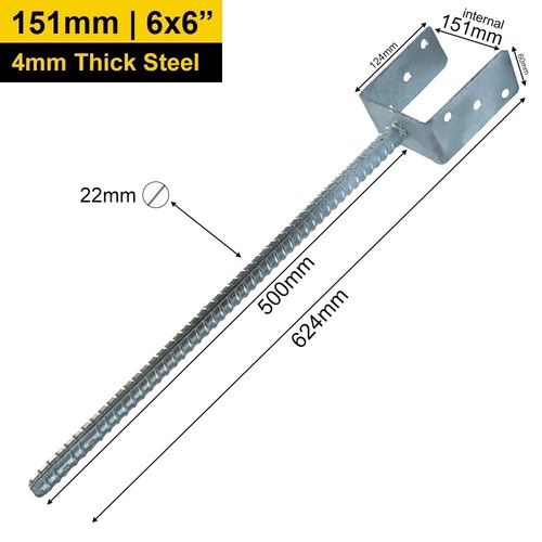 151mm galvanised concrete - 4x,